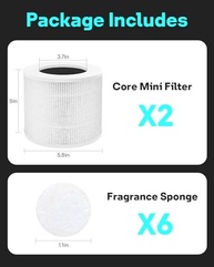 Leemone Filtros HEPA H13 para Purificador LEVOIT Core - Pacote com 2 Unidades + Esponjas Fragrância - imagem 3