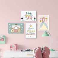 Placas Decorativas Aqui Dorme Uma Princesa 20x30cm - Kit com 4 Unidades para Decoração Infantil - imagem 3