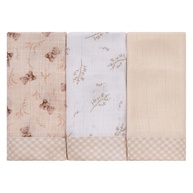 Pano de Boca Bebê 34cmx40cm 100% Algodão Baby Joy - 3 Unidades com Estampa Urso Bege - imagem 1
