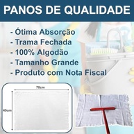 Pano de Chão Grande Grosso Saco 45x70 em Algodão 100% - Kit com 10 Unidades - imagem 5