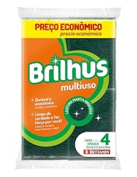 Brilhus Esponja Abrasiva Multiuso - 4 Unidades | Limpeza Profunda e Durável com Manta Abrasiva - imagem 2