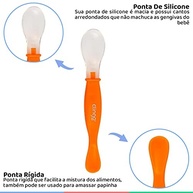 Colher Silicone Ponta Dupla Colors Laranja - 2 Unidades | Segura e Ergonômica para Bebês - imagem 5