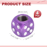Tampas de Válvula de Pneu em Formato de Dado Roxo - Pacote com 4 Unidades Universais - imagem 3