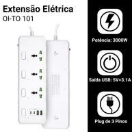 Filtro de Linha Premium: 3 Tomadas Universais + 4 USB, Controle Individual e Proteção | Branco - imagem 5