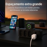Régua Elétrica Universal 3 Tomadas + Filtro de Linha e Proteção Contra Surtos - imagem 3