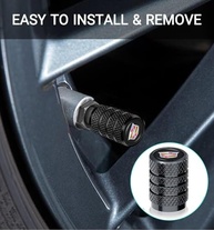 Conjunto 5 Tampas de Válvula de Pneu Universal Premium para Cadillac e Veículos Diversos - Preto - imagem 4