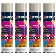 Tinta Spray 400ml Branco Fosco Uso Geral em Aço Ferro Couro Gesso Cerâmica | Universo | Kit 04 un - imagem 1