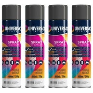 Tinta Spray 400ml Preto Brilhante Uso Geral em Aço Ferro Couro Gesso Cerâmica | Universo | Kit 04 un - imagem 1