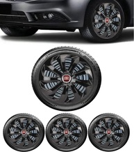 Jogo 4 Calotas Esportivas Velox Aro 14 Preto Brilhante - Fiat Novo Uno, Argo, Cronos e Mais! - imagem 1