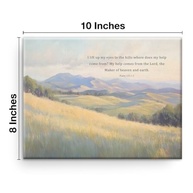 Arte de Parede com Versículo Bíblico - I Lift Up My Eyes to the Hills - Pôster Motivacional em Tela 20x25cm - imagem 3