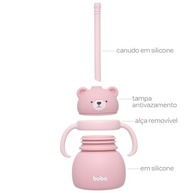 Copo em Silicone com Canudo Ursinho Rosa - Seguro, Atóxico e Ideal para Bebês - imagem 4