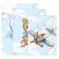Kit 3 Quadros Decorativos para Quarto de Bebê Menino com Tema Urso Azul - 40x28cm - imagem 5