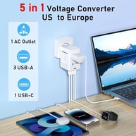 Conversor de Voltagem Mapambo 220V para 110V com 3 USB-A e 1 USB-C: Adaptador Universal para Secador de Cabelo e Viagens Internacionais - imagem 4