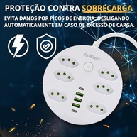 Extensão Coibeu: 10 Tomadas + 5 USB (2 USB-C PD) - Carregamento Rápido e Proteção Total - imagem 4