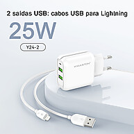 Carregador Turbo H'maston Y24-2: 25W e 2 USB! - imagem 2