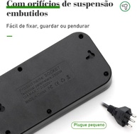 Power Extensão Elétrica Multifuncional: 5 Tomadas Universais + 4 USB + 2 Type-C | 2500W Bivolt | 2m - imagem 2