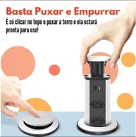 Torre de Tomada Retrátil: Sua Mesa Organizada com 3 Tomadas, USB e USB-C - imagem 4