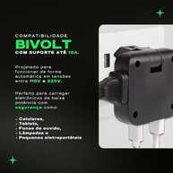 Adaptador Tomada Benjamin Articulado USB-C Bivolt 4 Dispositivos - Viagem e Casa - imagem 5