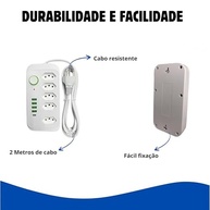 Filtro de Linha Potente: 5 Tomadas, 4 USB, 1 USB-C e Cabo de 2m - Energia e Segurança para Seus Dispositivos - imagem 5