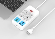 Régua de Tomada 6 Tomadas Universais + 2 USB + 1 USB-C 2m Branco - Bivolt Automático - imagem 4