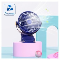 Ventilador de Mesa USB 3 em 1 Recarregável com LED | 5 Velocidades, 360°, Silencioso e Portátil - imagem 3