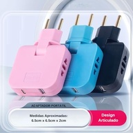 Kit 2 Adaptadores Benjamin Articulado Flexível Bivolt 10A: 2 Tomadas + 1 USB + 1 USB-C (Branco) - imagem 5