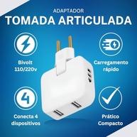 Adaptador Universal Benjamin Bivolt: 2 Tomadas + 2 USB, Conecta 4 Dispositivos - Ideal para Viagem e Dia a Dia - imagem 3