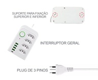 Régua de Energia Bivolt com 5 Tomadas, 4 USB e 1 USB-C: Segurança e Conexão Total! - imagem 4