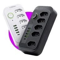 Régua de Energia Inteligente com 5 Tomadas e 4 USB - Bivolt 2m (Branco) - imagem 4