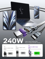Cabo Magnético USB-C 240W AUFU: Carregamento Turbo! - imagem 2