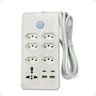 Régua de Energia Profissional 6 Tomadas Universais + 4 USB (2 USB-C) - Cabo 2m com LED - imagem 2