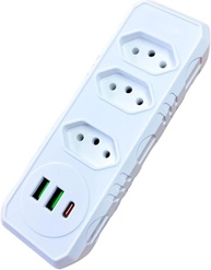 Extensão Premium com 3 Tomadas Universais + 3 USB (USB-C e USB-A) - Bivolt com Filtro de Linha - imagem 1