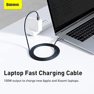 Cabo USB-C para USB-C Baseus Crystal Shine 100W: Carregamento Turbo e Durabilidade Premium - imagem 3