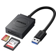 UGREEN Leitor de cartão SD USB 3.0 Leitor de cartão de memória flash de slot duplo TF SD Micro SD SDXC SDHC MMC RS-MMC Micro SDXC Micro SDHC UHS-I para Mac Windows Linux Chrome Leia 2 cartões - imagem 1