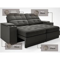 Sofá Retrátil e Reclinável Eureka: Conforto + USB - imagem 2