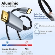 Cabo USB-C para HDMI 4K 30Hz 1.8m - Conexão Ultra HD para MacBook, iPad Pro e Mais - imagem 5