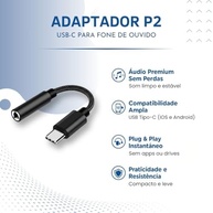 Adaptador P2 para USB-C: Som de Alta Qualidade para Seu Smartphone | Motorola, Xiaomi, LG e Mais - imagem 2
