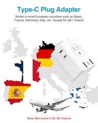 Pacote 2 Adaptadores de Tomada Europeus Olcorife: 7 Dispositivos, 3 USB, Dobrável - imagem 5