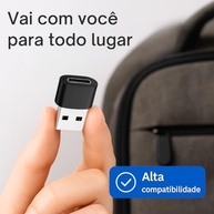Adaptador USB Tipo C para USB Comum (Tipo A), Carregamento Rápido 30W, OTG Plug, Compatível com iPhone 11 12 13 14 Pro Max, Android, Carro, Power Bank, Transferência de Dados - imagem 2
