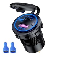 Carregador USB Turbo QC 3.0 e PD 18W para Veículos - 2 Saídas + Acendedor Azul - imagem 2