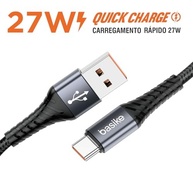 Cabo USB-C Basike 27W: Carregamento Rápido e Durabilidade Premium em Nylon Trançado (1 Metro, Azul Escuro) - imagem 4
