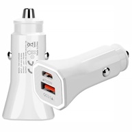 Carregador Veicular Turbo USB-C 25W PD + USB 20W QC 3.0 - Carregamento Rápido Branco - imagem 4