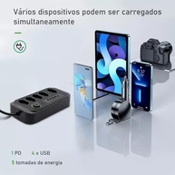 Régua de Energia Torre 5 Tomadas + 4 USB + 1 USB-C 2m 2500W - Potencialize seu Espaço com Segurança e Tecnologia! - imagem 5