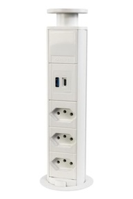Mini Torre Tomada Embutir 3 Tomadas 20A + USB-C Branca: Solução Moderna e Segura - imagem 2