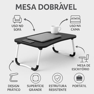 Mesa Dobrável Portátil Articulada para Notebook Laptop – Uso em Home Office Cama, Sofá e Escritório | Com Porta-Copos | Ergonômica, MDF Reforçado, Leve e Dobrável Porta Tablet Linha Premium - imagem 5