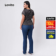 Blusa Feminina Plus Size em Poá com Babado e Decote V - imagem 2