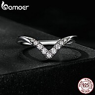 Anel de Prata Bamoer com Moissanite: Elegância em V - imagem 2