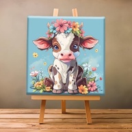 Natuyalo Kit de Pintura por Números emoldurado - Tela com Vaca e Flores, DIY para Adultos, Presente Ideal - imagem 3