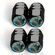 Tampas de haste de válvula de pneu com redemoinho verde azul 4 peças tampas de ar de pneu - capas de poeira universais à prova de ferrugem de liga de alumínio para carro, SUV, bicicleta, acessórios de - imagem 2