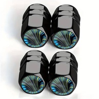 Tampas de haste de válvula de pneu com redemoinho verde azul 4 peças tampas de ar de pneu - capas de poeira universais à prova de ferrugem de liga de alumínio para carro, SUV, bicicleta, acessórios de - imagem 1
